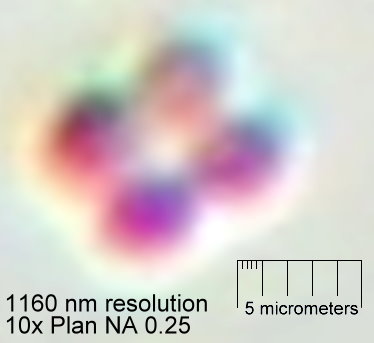 10x objective with 1160 nm resolution